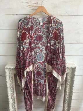 Free People All Souls Floral Open Front Kimono Cardigan